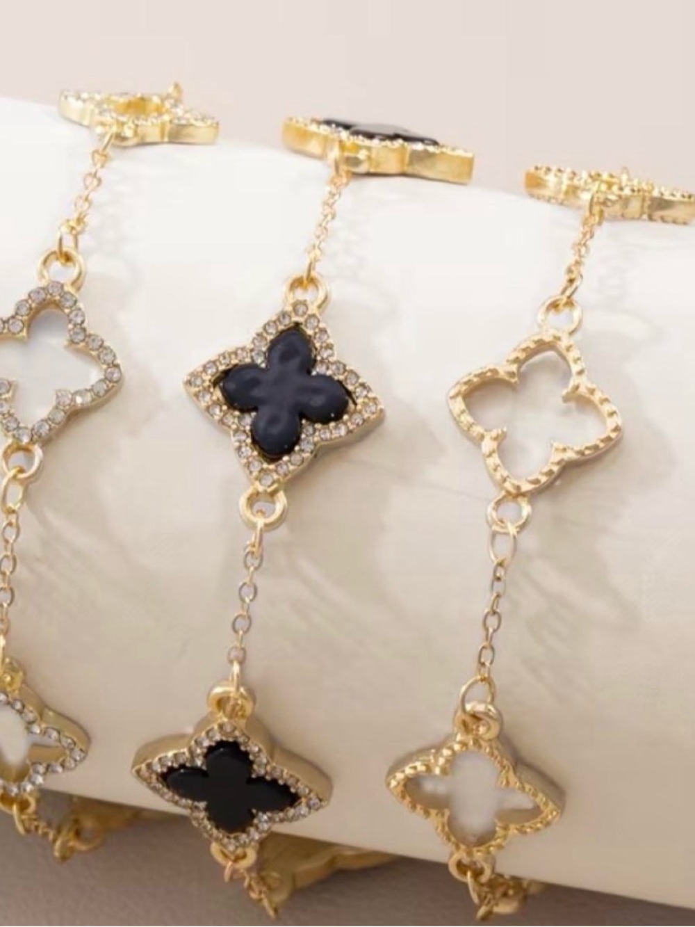 3-Piece Gold-Tone Clover Bracelet Set